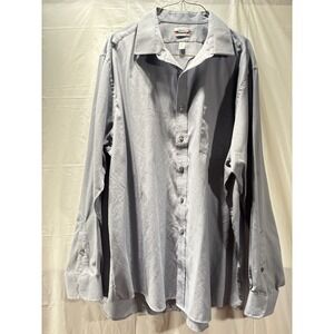 Van Heusen Mens Button Down Shirt Sz 18 1/2 36/37 Wrinkle Free Gray Long Sleeve